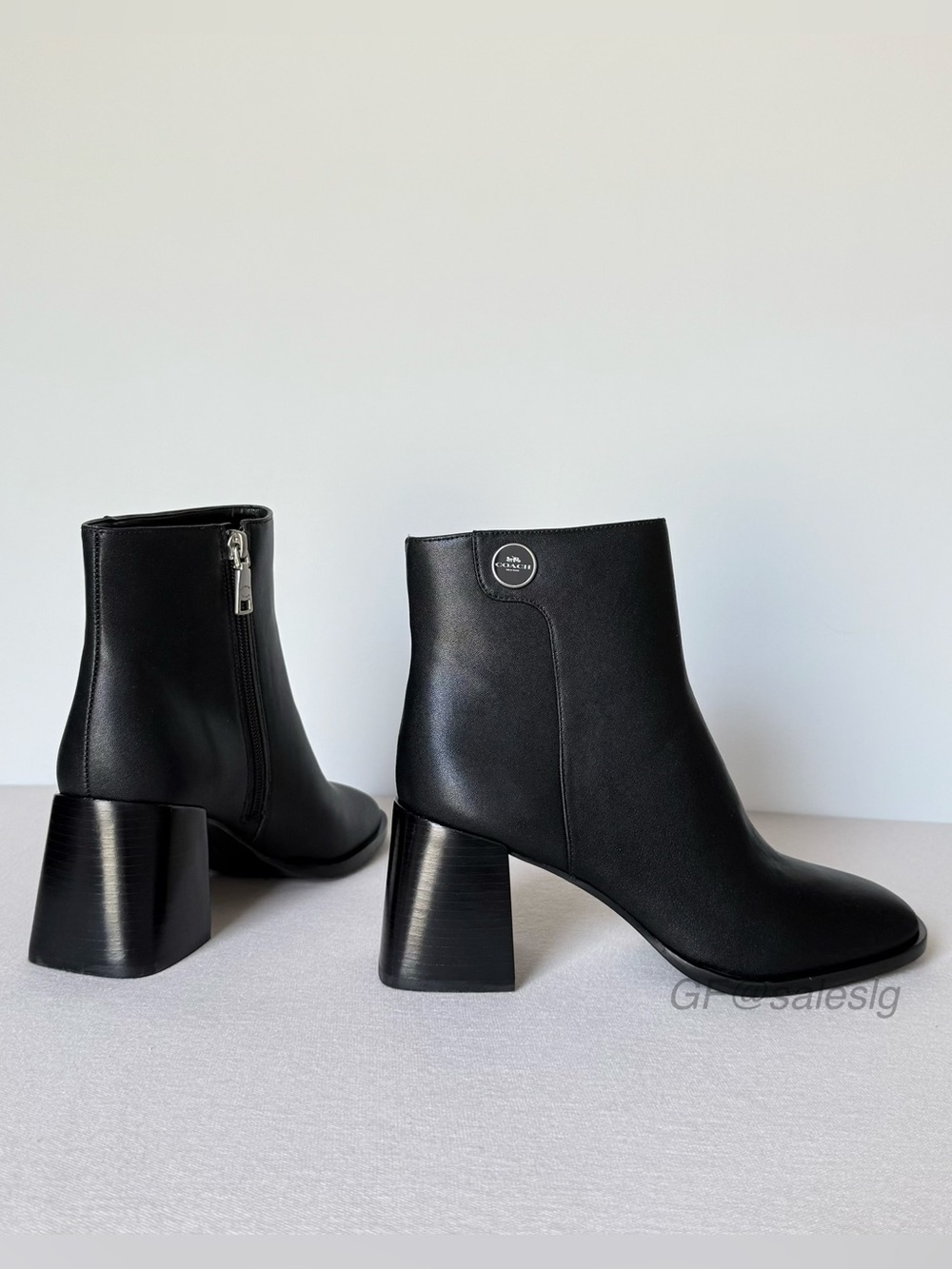 NWT Coach Shana Leather Bootie Black CT606 Chunky Heel